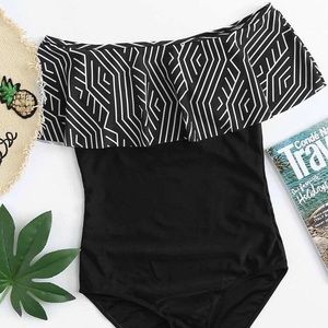 Striped Flounce Swimsuit